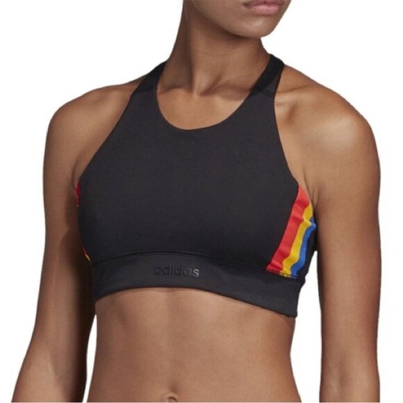 Adidas x Farm Rio Black Stripe Multi Sports Bra Crop Top - Picture 4 of 15